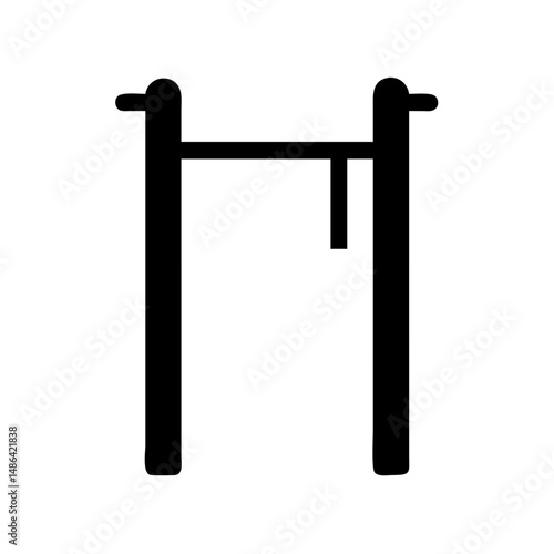 Pull up bar exercise equipment for fitness training and bodyweight workout silhouette vector icon