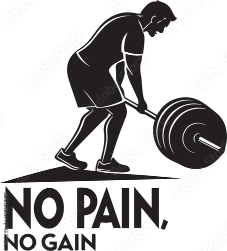 Strong Man Lifting Heavy Weight No Pain No Gain Fitness Motivation