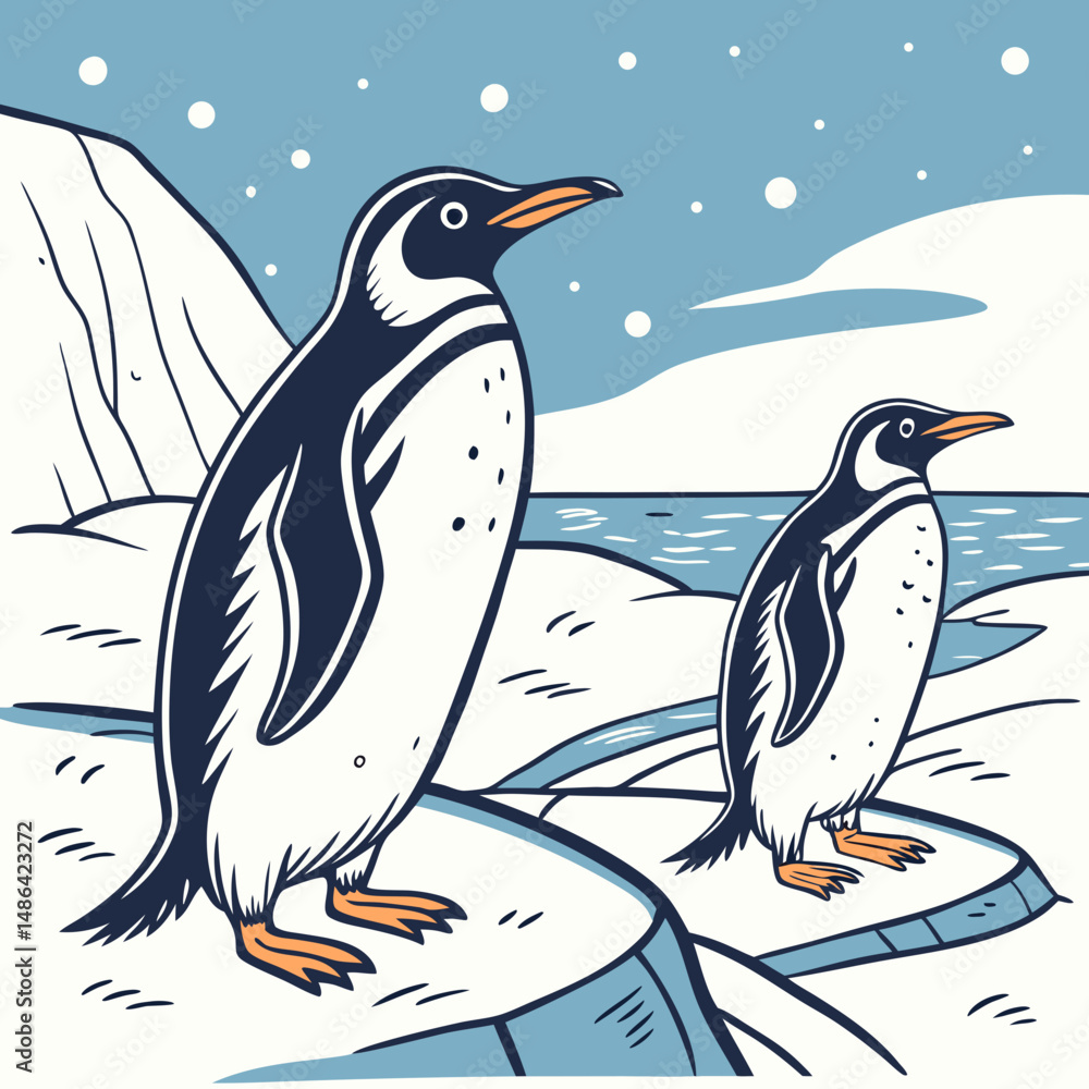 Obraz premium penguin on ice