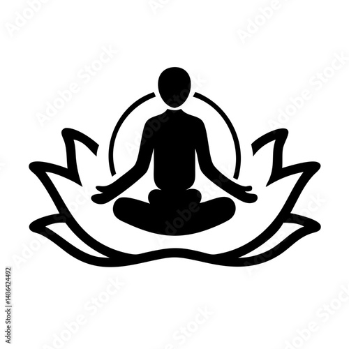 Lotus yoga meditation pose vector graphic for wellness and relaxation practices and mindfulness