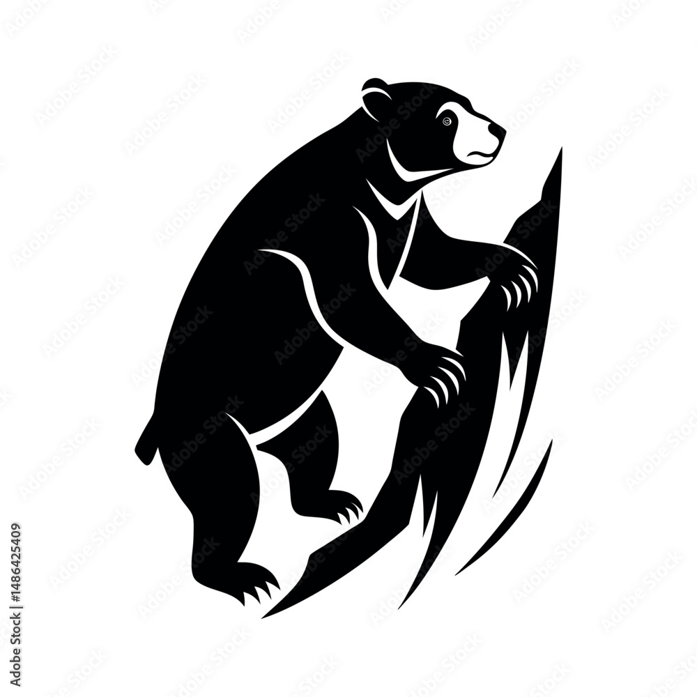 Obraz premium Sun Bear Climbing Silhouette Design 