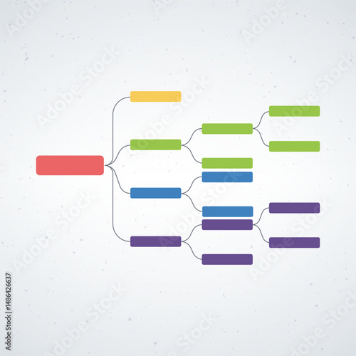 Colorful Organizational Flowchart Diagram with Interconnected Nodes on White Background