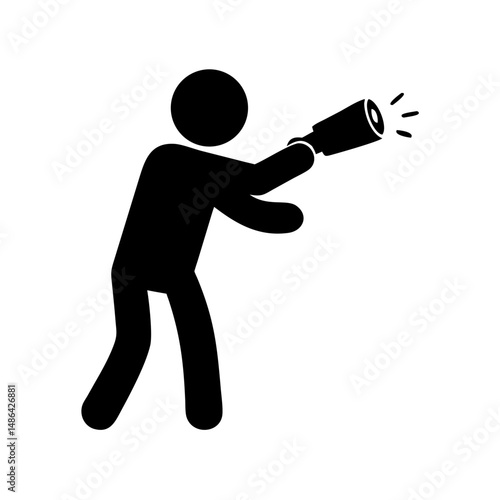 Man with telescope looking searching for opportunities exploration discovery and future vision concept