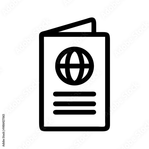 Passport document icon for international travel identification and immigration control process