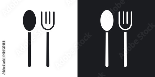 Spoon and fork icons. flat style design.