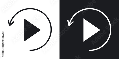 Replay icons. flat style design.