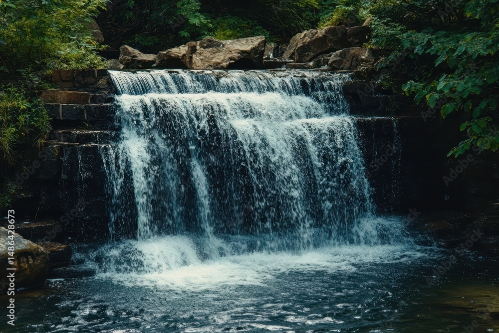 custom made wallpaper toronto digitalDiscover the tranquil beauty of a summer waterfall cascading through lush greenery, Enjoy the beauty of a summer waterfall seamless ing background