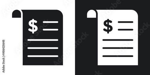 Paper check receipt icons. flat style design.