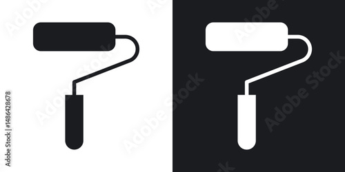 Paint roller icons. flat style design.