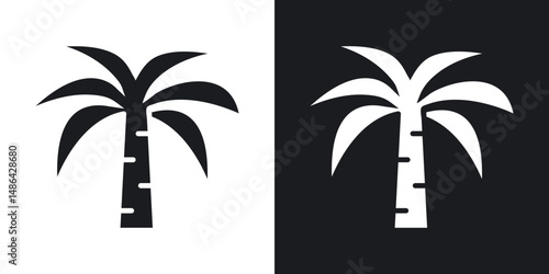 Palm tree icons. flat style design.