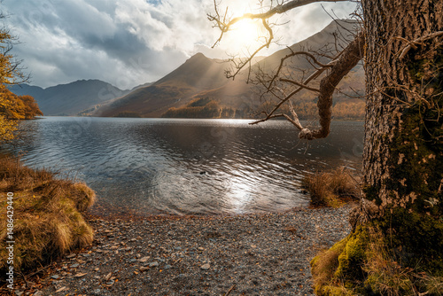 Obraz na płótnie Buttermere lake in Lake District in autumn season. England. UK w salonie