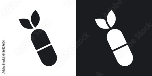 Herbal capsule icons. flat style design.