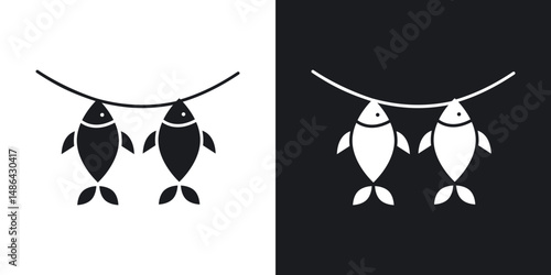 Dried fish icons. flat style design.