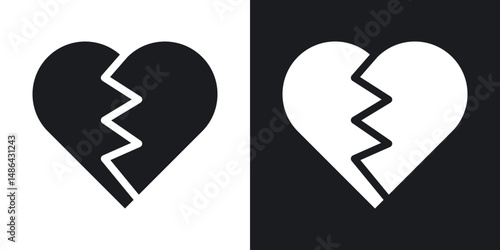 Broken heart icons. flat style design.