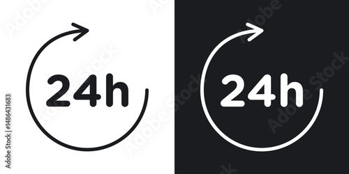 24 Hour time icons. flat style design.