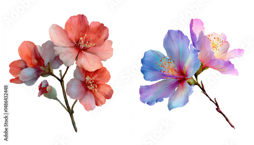 Fototapeta Naklejka Na Ścianę i Meble -  Watercolor clipart flowers 