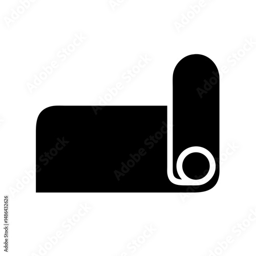 Yoga mat pilates fitness exercise gym workout equipment rolled up black silhouette vector icon