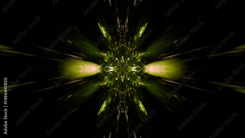 Obraz premium Futuristische goldgelbe leuchtende Lichtpartikel die sich im Zentrum bündeln – Abstrakte Hightech-Visualisierung für moderne Technologiekonzepte, Technologie, Wissenschaft, Forschung 