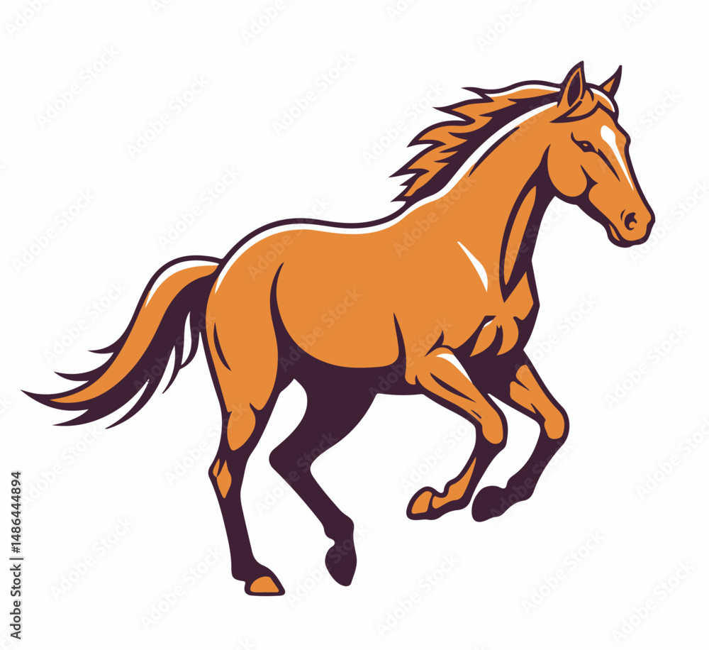 Fire horse symbol of 2026 running in a stylized illustration Fire horse symbol of 2026 running in a stylized illustration