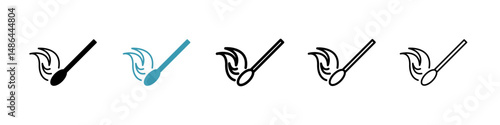 Match fire icon. Thin lines isolated
