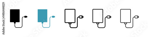 External hard drive icon. Thin lines isolated