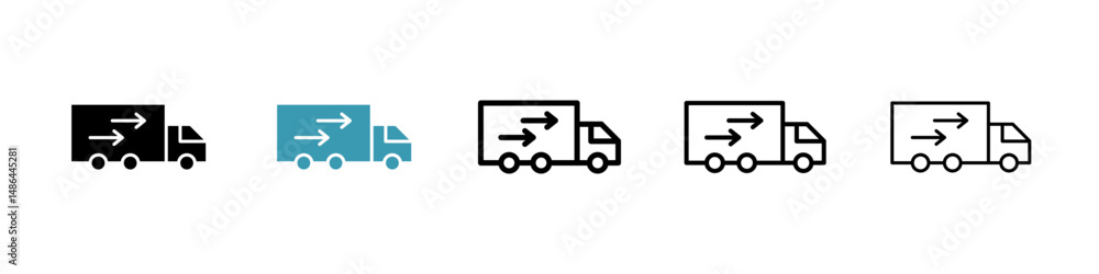 Truck arrow icon. Thin lines isolated Truck arrow icon. Thin lines isolated