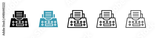 Typewriter icon. Thin lines isolated