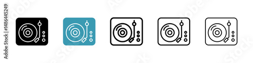 Turntable icon. Thin lines isolated