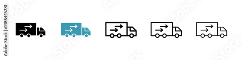 Truck arrow icon. Thin lines isolated