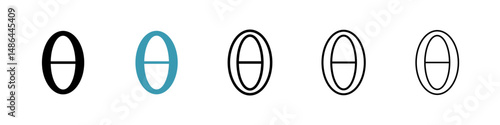 Theta icon. Thin lines isolated