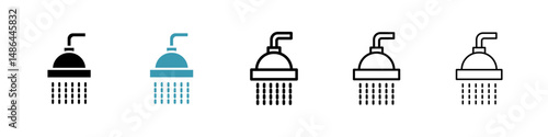 Shower icon. Thin lines isolated