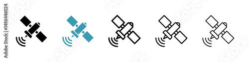 Satellite icon. Thin lines isolated