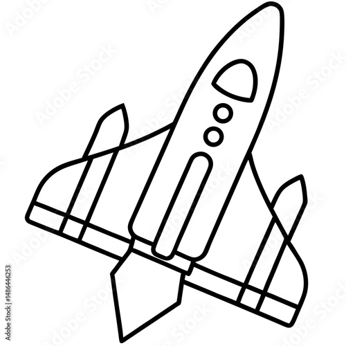 Outline of a rocket illustration for space exploration and educational purposes
