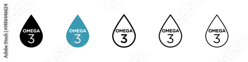 Omega 3 icon. Thin lines isolated