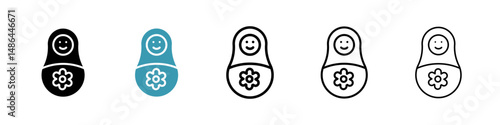 Nesting dolls icon. Thin lines isolated