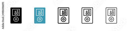 Mp3 player icon. Thin lines isolated