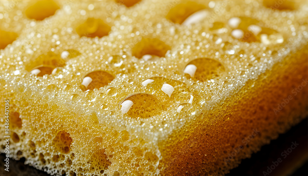 Yellow Sponge Macro with Water Drops Yellow Sponge Macro with Water Drops