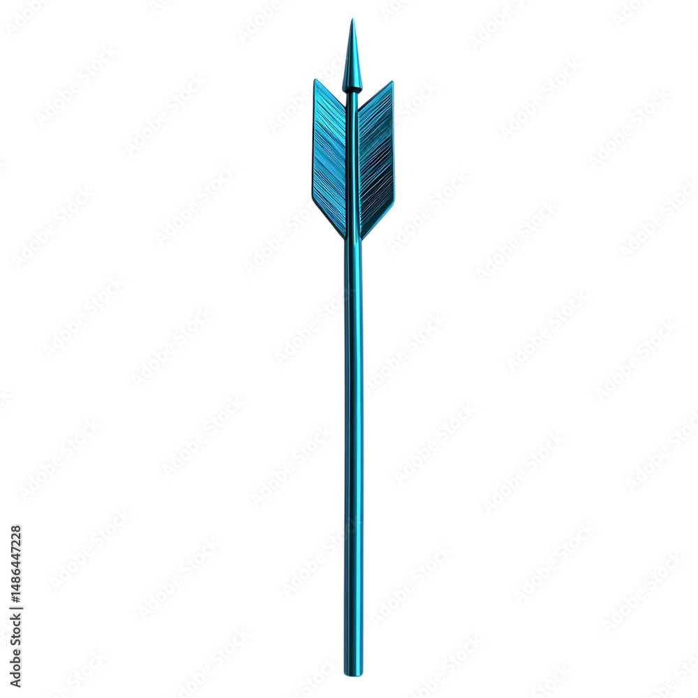 Sleek Arrow with a Streamlined Silhouette in Cool Blue Isolated on Transparent Background