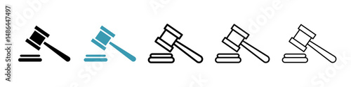 Gavel icon. Thin lines isolated