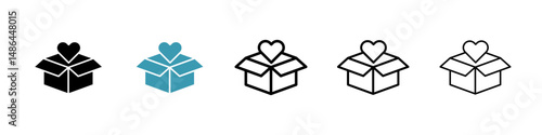 Donation Box icon. Thin lines isolated
