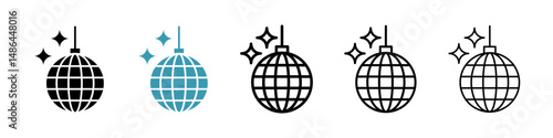 Disco ball icon. Thin lines isolated