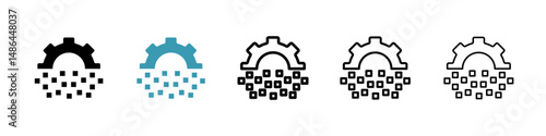 Digital transformation icon. Thin lines isolated