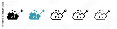 Digging icon. Thin lines isolated