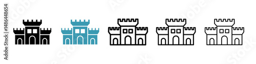 Castle icon. Thin lines isolated