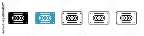 Cassette tape icon. Thin lines isolated