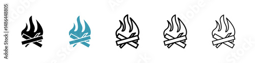 Campfire icon. Thin lines isolated