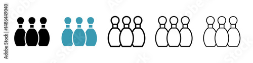 Bowling pins icon. Thin lines isolated