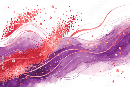 modern watercolor brush strokes in colorful and peach hues, accented with color glitter and wave star details, create a visually appealing and decorative element  design white background.