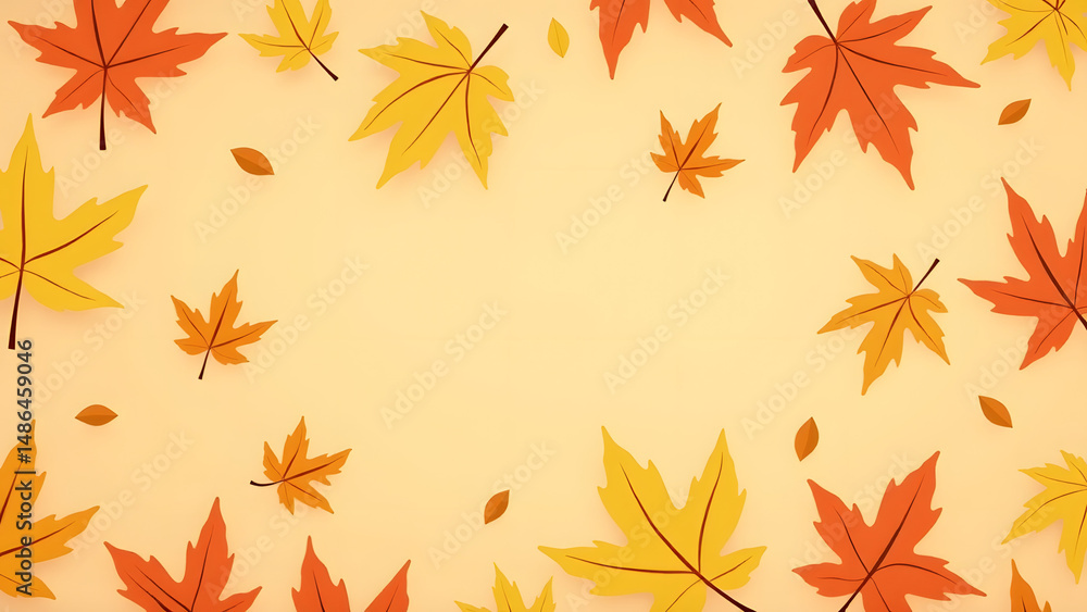 Whimsical dry leaves pattern in autumn colors with playful details for kids' educational designs. Whimsical dry leaves pattern in autumn colors with playful details for kids' educational designs.