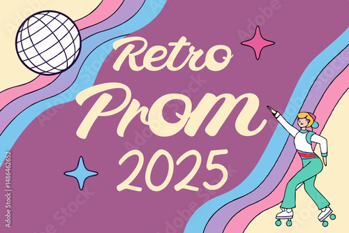 retro prom 2025 card